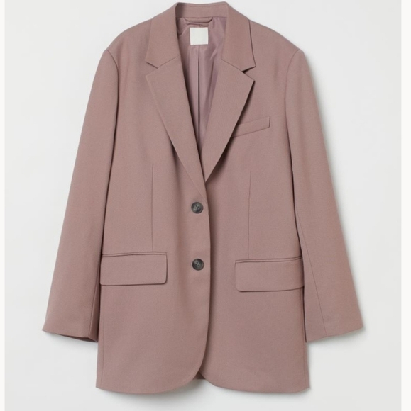 H&M Oversized Double Breasted Blazer Dusty Rose Contemporary Business Casual XL - Picture 2 of 11